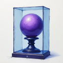Purple Sphere In Tinted Blue Glass Case